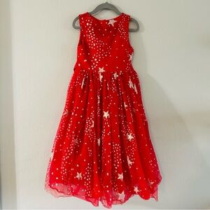 Trish Scully Antoinette Gown Red Crimson Glitter Star Tulle Dress Size 4 Holiday